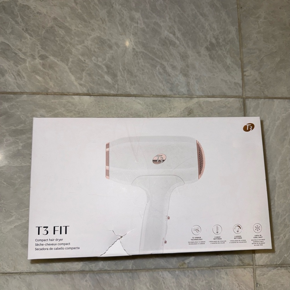 T3 Luxe White Hair Dryer with Rose Gold Highlights